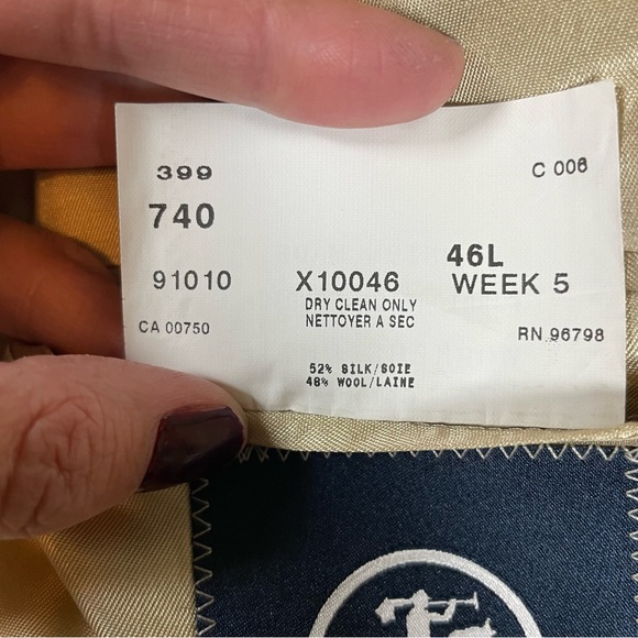 Hart Schaffner Marx Silk Wool Mens 46L Blazer Sportcoat Check Pattern Tan - Picture 4 of 10